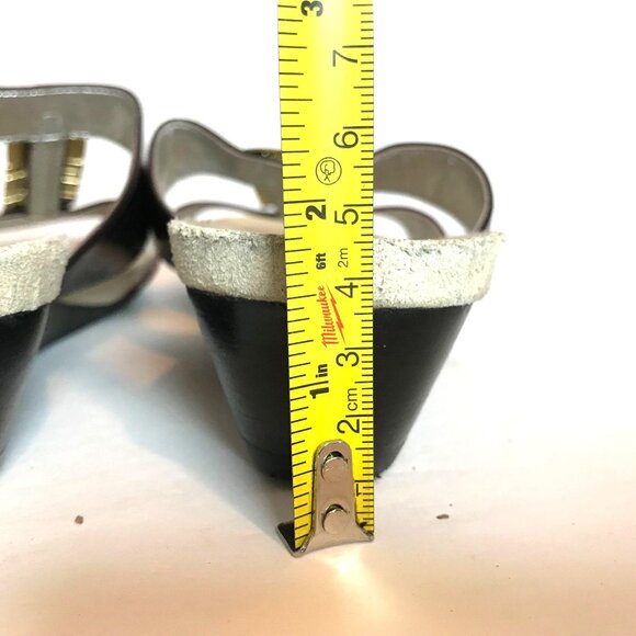 Ros Hommerson Brown Leather & Gold Wedge Slide Sandals Womens 11M - Picture 8 of 10